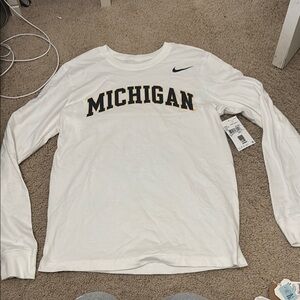 Nike White Long Sleeve Michigan Tee